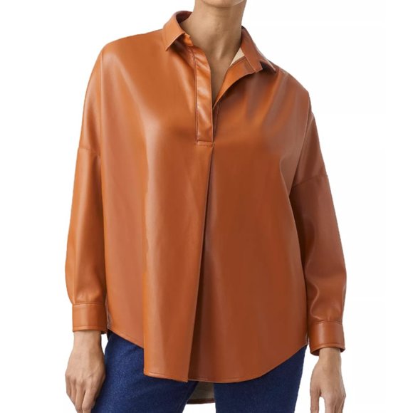 FRENCH CONNECTION Crolenda Faux Leather Shirt - Picture 1 of 14